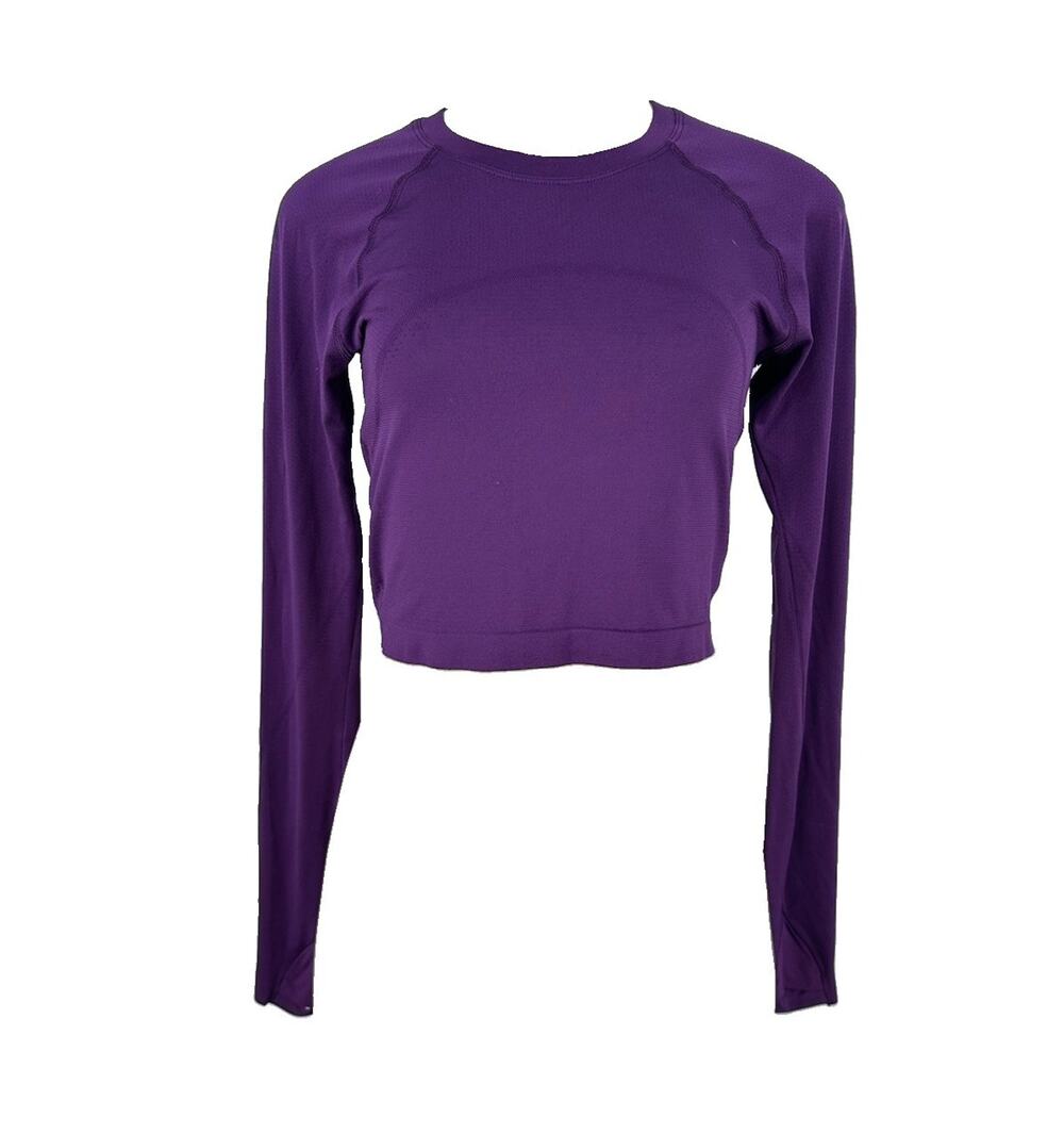 lululemon Size 6 Women Swiftly Tech Long Sleeve Crew Neck T-shirt Cropped 3-6